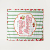 Green Berry First Strawberry Geburtstag Hintergrun Wandteppich (Vorderseite (Horizontal))
