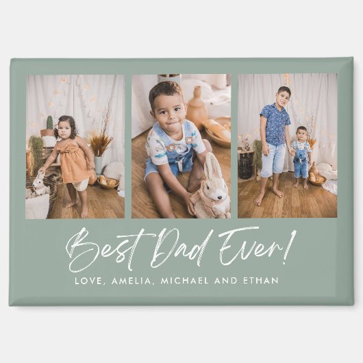 Green Best Vater je Drei Fotos Magnet (Vorderseite)