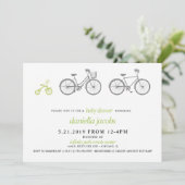 Green Bicycle Baby Shower Einladung (Stehend Vorderseite)