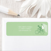 Green Bicycle Couple Wedding Return Label (Insitu)