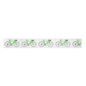 Green Bicycle on White Satin Ribbon Satinband (Vorderseite)