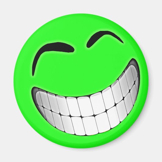 Green Big Grin Face Magnet (Vorne)