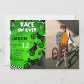 Green Bike Geburtstag Foto Einladung (Vorderseite)