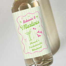 Green Bikinis & Martinis Junggeselinnen-Abschied Weinetikett