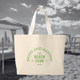 Green Bikinis und Martinis Beach Club Custom Jumbo Stoffbeutel