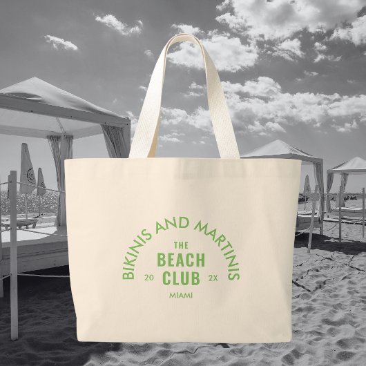 Green Bikinis und Martinis Beach Club Custom Jumbo Stoffbeutel