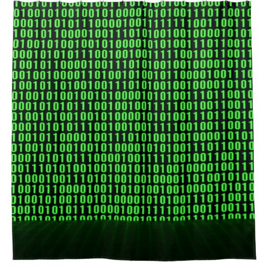 Green Binary Code Digital Computer Duschvorhang (Vorderseite)