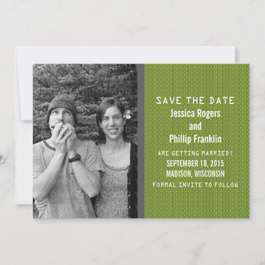 Green Binary Code Foto Save the Date einladen Einladung (Vorderseite)