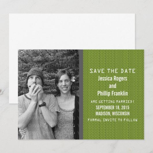 Green Binary Code Foto Save the Date einladen Einladung (Vorne/Hinten)