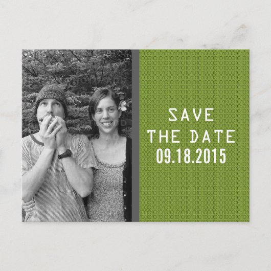 Green Binary Code Foto Save the Date Postkarte (Vorderseite)