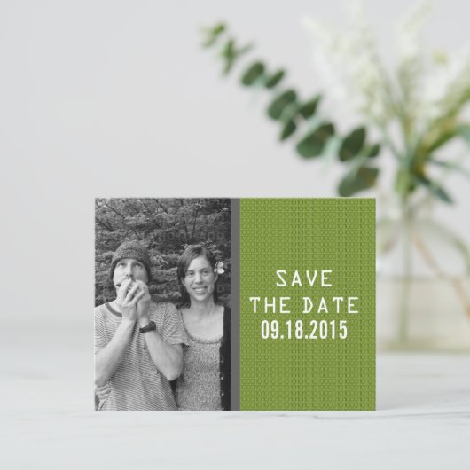 Green Binary Code Foto Save the Date Postkarte (Stehend Vorderseite)