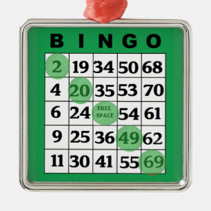 Green BINGO Card BINGO Lover's Geschenk Weihnach Ornament Aus Metall