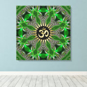 Green Bio Gold Om Sign Mandala New Age Leinwand (Insitu (Holzboden))