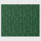 Green Birch Tree  – Winter Snowflake & Warm Light  Geschenkpapier (Flach)