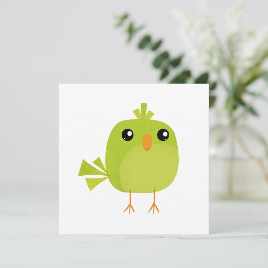 Green Bird Cartoon (Stehend Vorderseite)