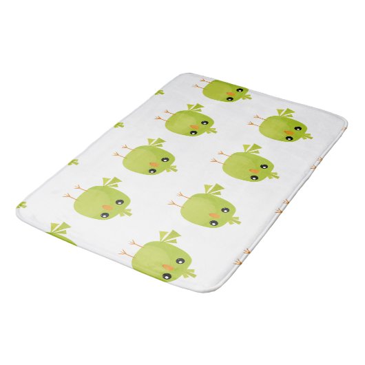 Green Bird Cartoon Badematte (Schrägansicht)