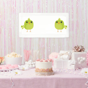 Green Bird Cartoon Banner