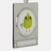 Green Bird Cartoon Banner-Ornament Silber (Rechts)