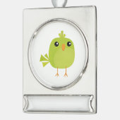 Green Bird Cartoon Banner-Ornament Silber (Links)