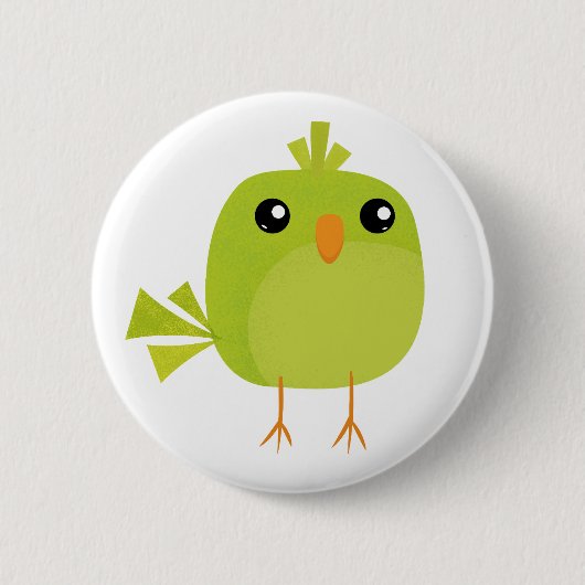 Green Bird Cartoon Button (Vorderseite)