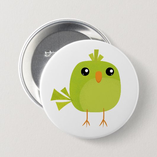 Green Bird Cartoon Button (Vorne & Hinten)