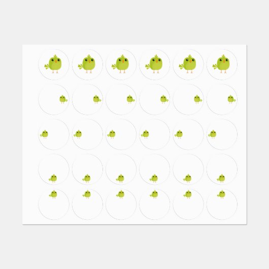 Green Bird Cartoon Etiketten (Blatt)