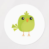 Green Bird Cartoon Etiketten (Design 1)