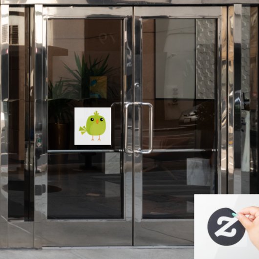 Green Bird Cartoon Fensteraufkleber (Büro Tür)