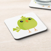 Green Bird Cartoon Getränkeuntersetzer (Linke Seite)