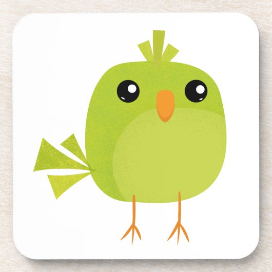 Green Bird Cartoon Getränkeuntersetzer (Vorderseite)