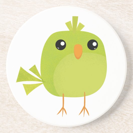 Green Bird Cartoon Getränkeuntersetzer (Vorne)