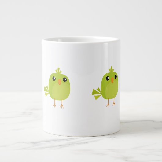 Green Bird Cartoon Jumbo-Tasse (Vorderseite)