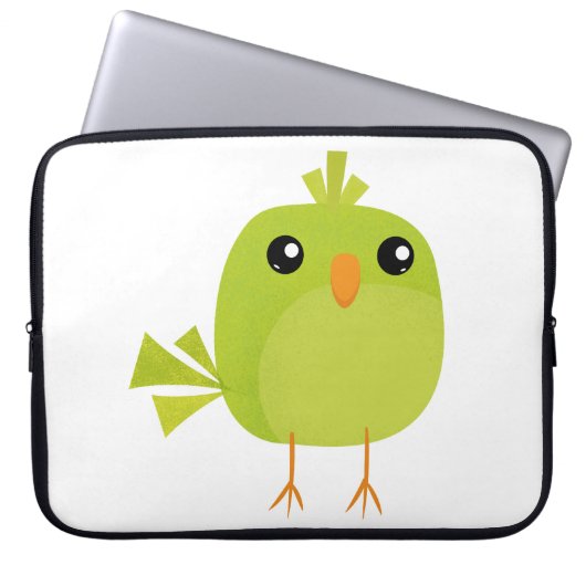Green Bird Cartoon Laptopschutzhülle (Vorderseite)