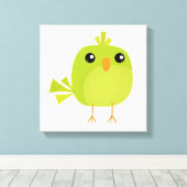 Green Bird Cartoon Leinwanddruck (Insitu (Holzboden))