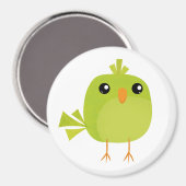 Green Bird Cartoon Magnet (Vorderseite/Rückseite)