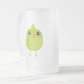 Green Bird Cartoon Mattglas Bierglas (Vorderseite Links)