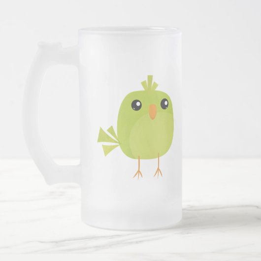 Green Bird Cartoon Mattglas Bierglas (Links)