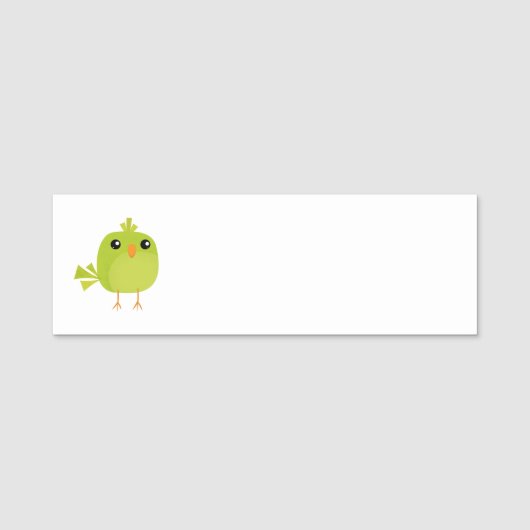 Green Bird Cartoon Namensschild (Vorderseite)
