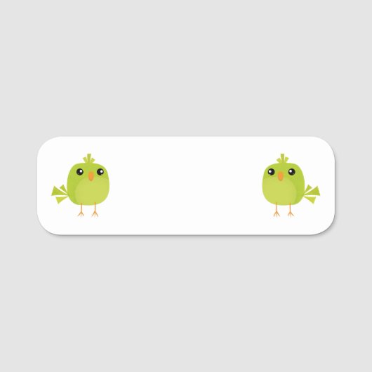 Green Bird Cartoon Namensschild (Vorderseite)