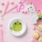 Green Bird Cartoon Pappteller (Party)