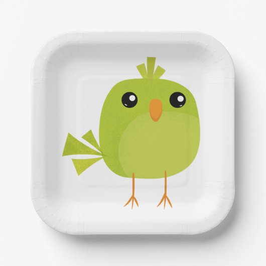 Green Bird Cartoon Pappteller (Vorderseite)