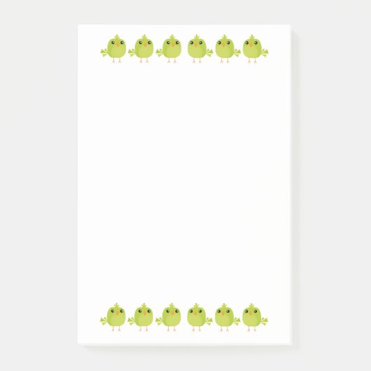 Green Bird Cartoon Post-it Klebezettel (Vorderseite)