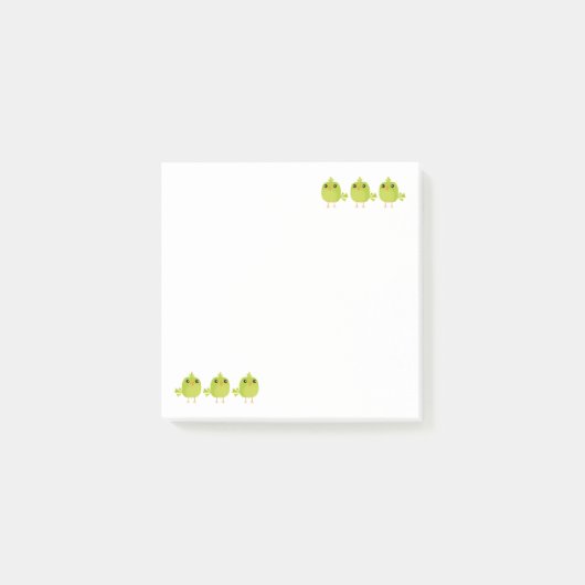 Green Bird Cartoon Post-it Klebezettel (Vorderseite)