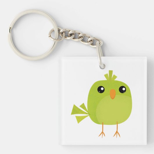 Green Bird Cartoon Schlüsselanhänger (Vorderseite)