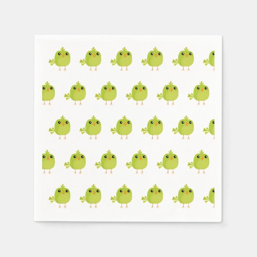 Green Bird Cartoon Serviette (Vorderseite)