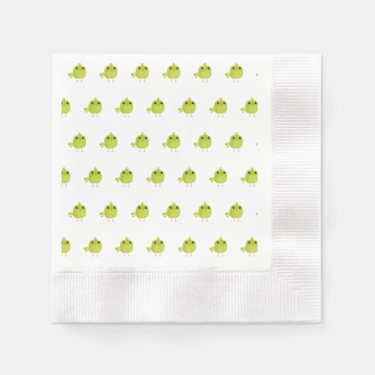 Green Bird Cartoon Serviette (Vorderseite)