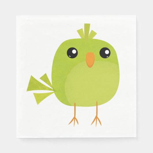 Green Bird Cartoon Serviette (Vorderseite)