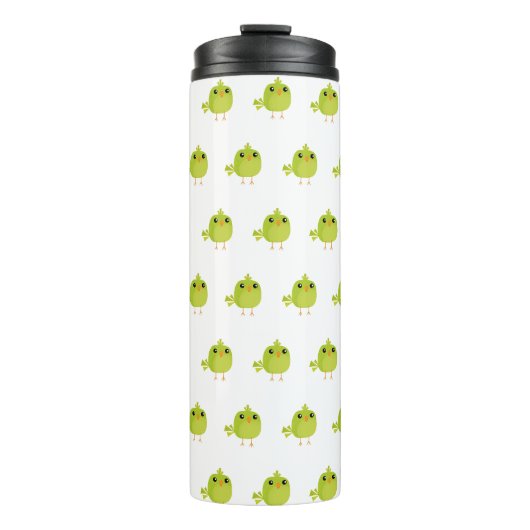 Green Bird Cartoon Thermosbecher (Vorderseite)