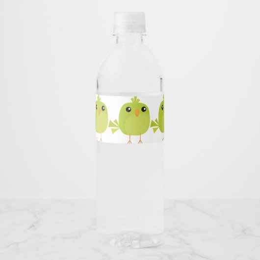 Green Bird Cartoon Wasserflaschenetikett (Vorderseite)