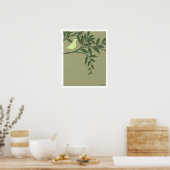 Green Bird Perched on Green Branch Poster (Küche)